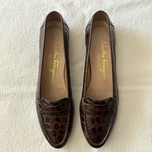 Vintage Ferragamo printed calf penny loafer